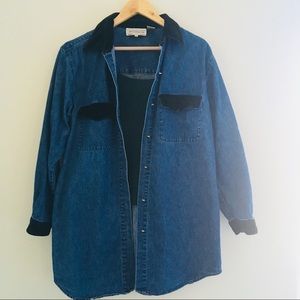 Vintage Western Long Denim Black Velvet Details